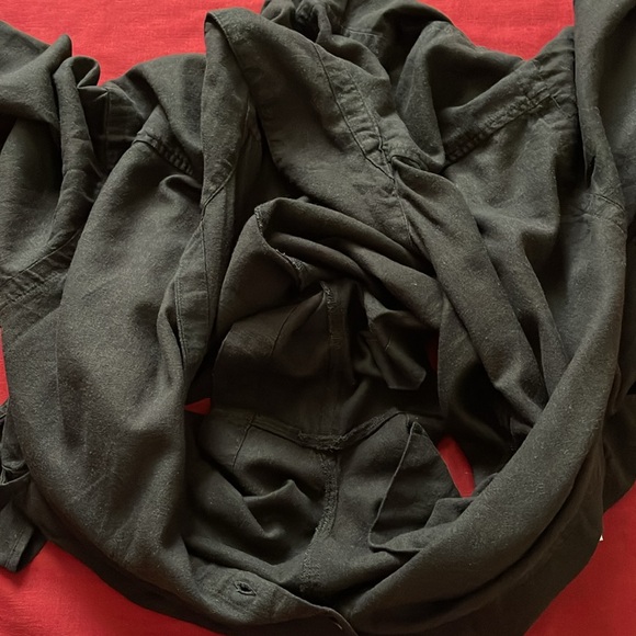 Free Assembly Sz XXL Black Button up; Tie and Elastic Waist Long Sleeve Romper - Picture 12 of 16